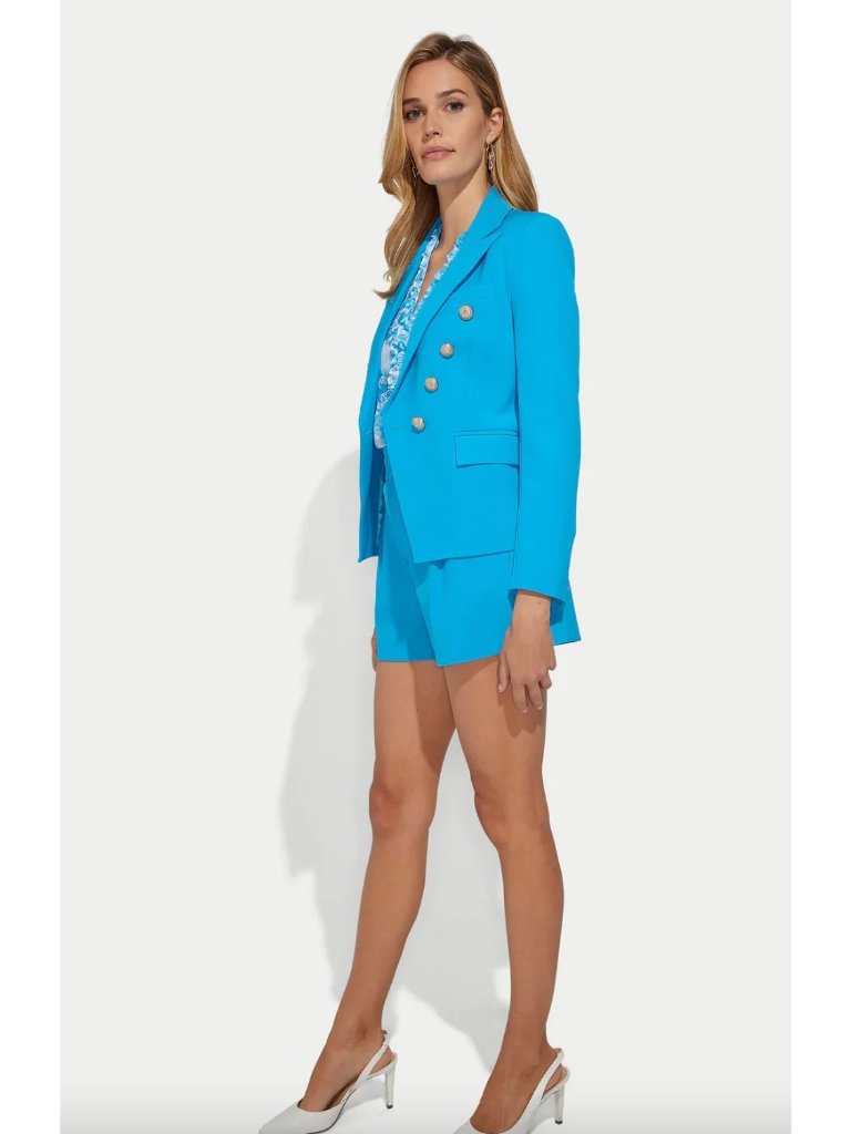 New Generation Love Delilah Crepe Blazer Amalfi Blue Size Xxl 2xl Gold Buttons — image 3 of 7